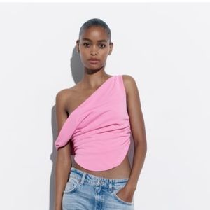 Zara draped crop top pink
